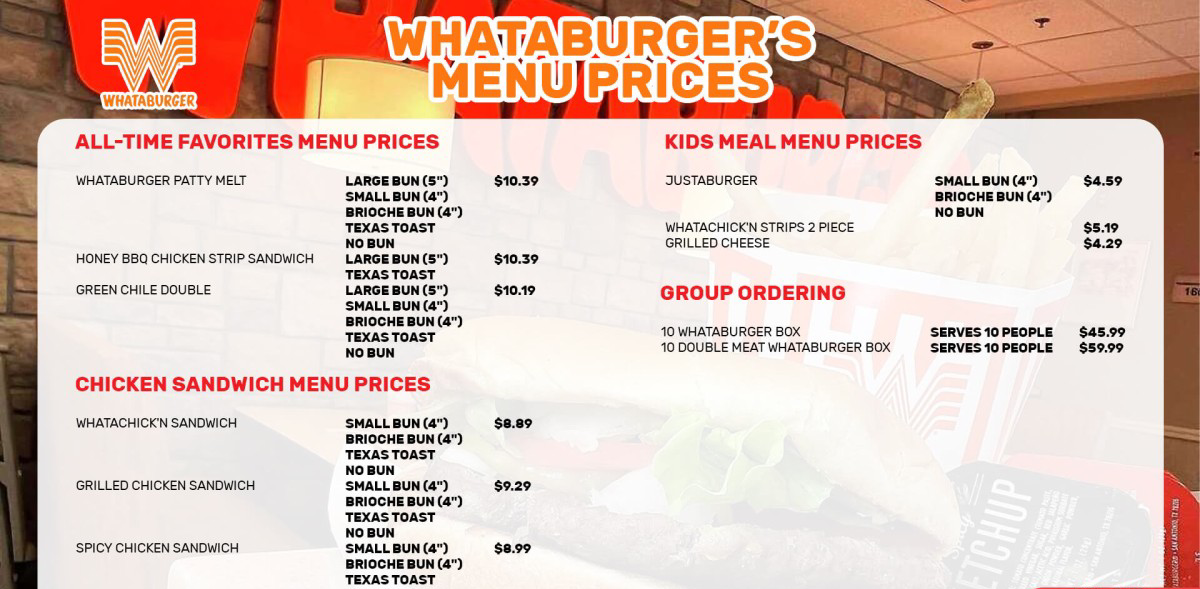 Whataburger Menu USA & Updated Prices 2024 Latest Restaurant Menus