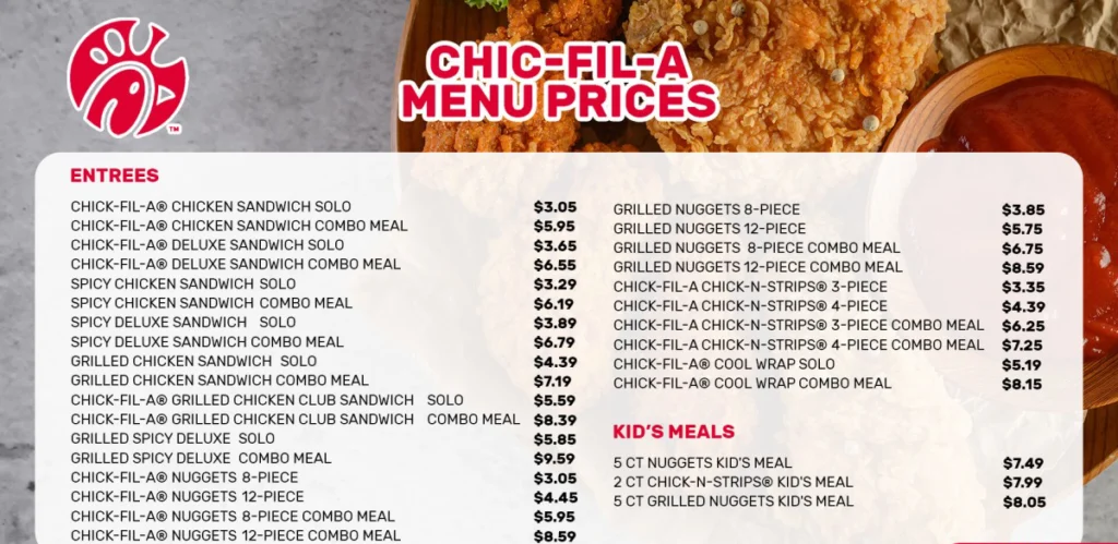 Chick-fil-A menu  Prices  in USA