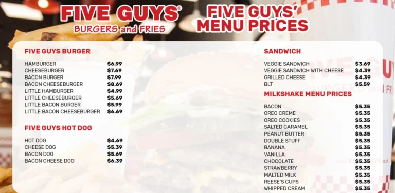 Five Guys Menu & Prices In USA 2024