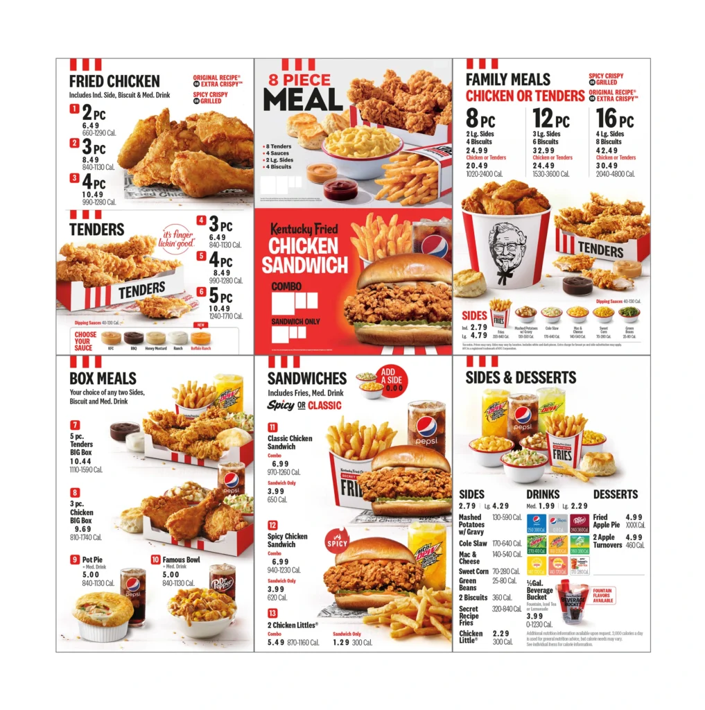 KFC menu price in USA
