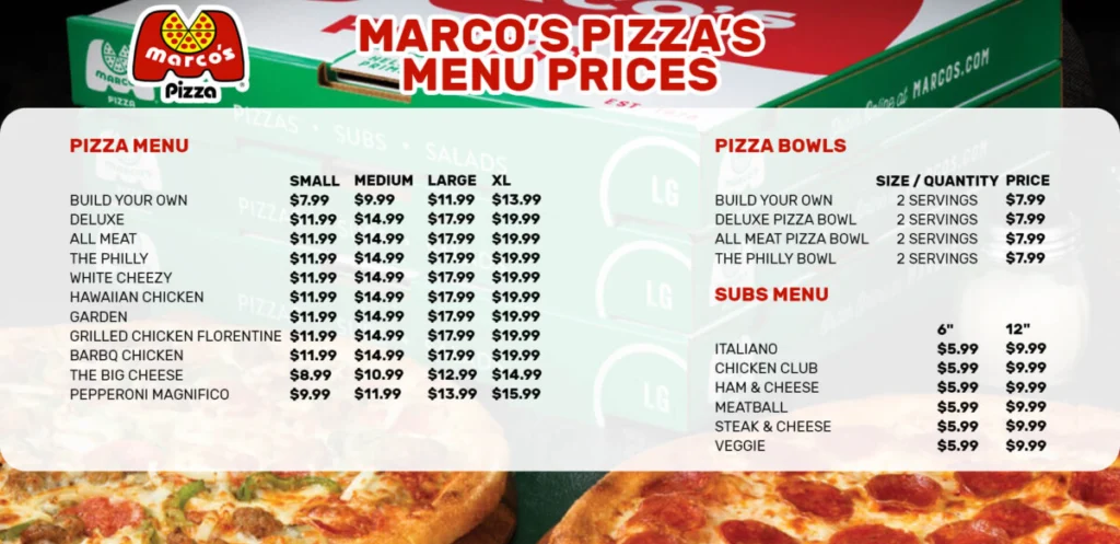 Marco’s Pizza Menu & Prices In USA 2024