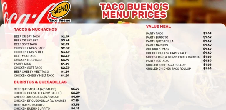 Taco Bueno Menu & Prices In USA 2024