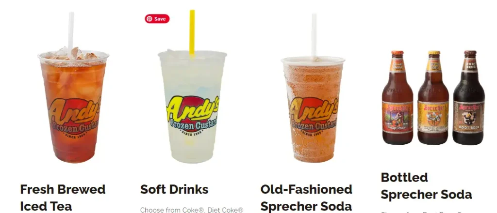 Andy's Frozen Custard Drinks  Menu