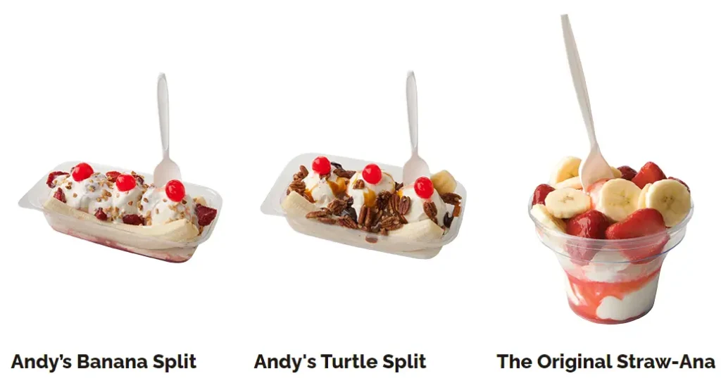 Andys Frozen Custard  Splits menu