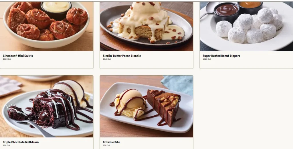 Applebee's Desserts menu