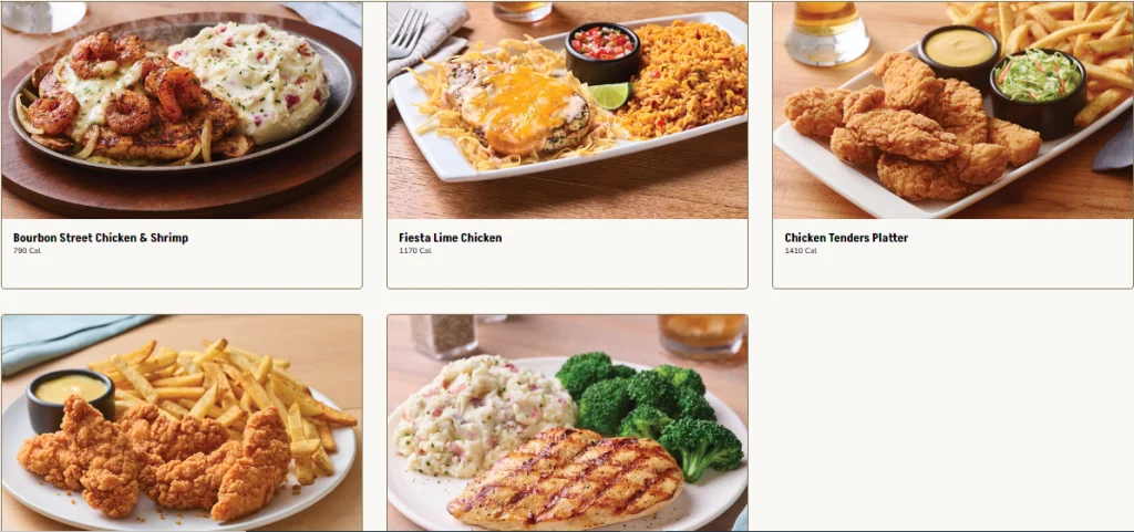 Applebee's chicken menu USA