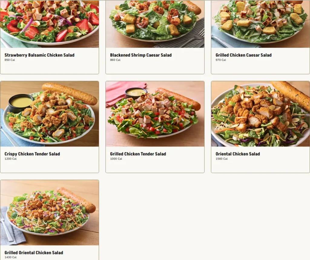 Applebee's salads menu USA