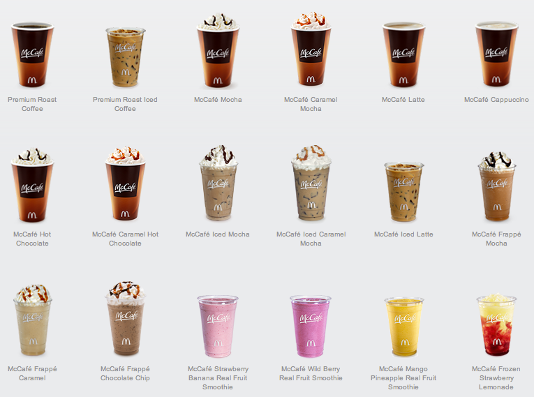 Beverages mcdonalds menu