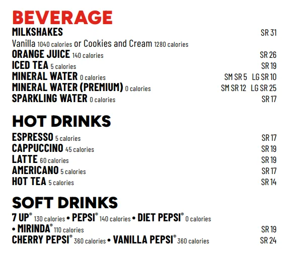 Beverages tgi fridays