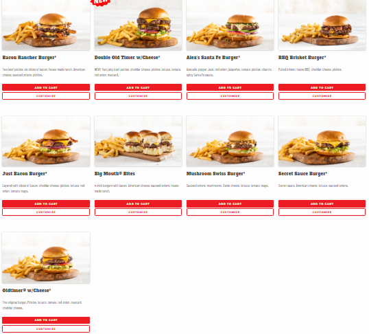 Big Mouth Burgers® of chili's menu USA