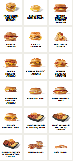 Breakfast of jack in the box menu USA