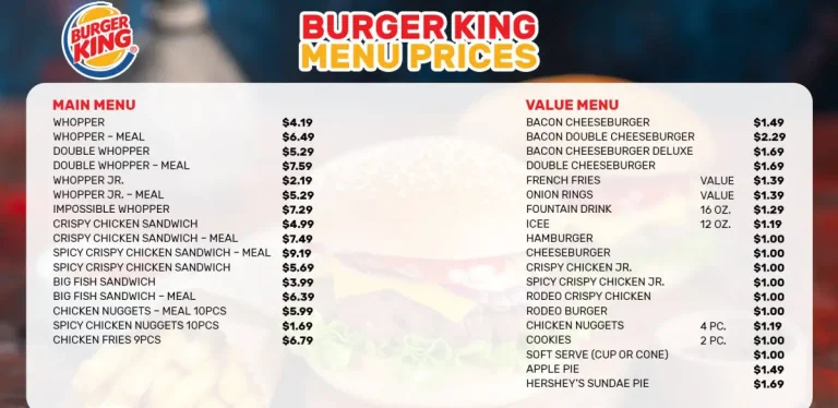 Burger King Menu Prices in USA