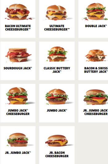 chicken & salads jack in the box menu USA