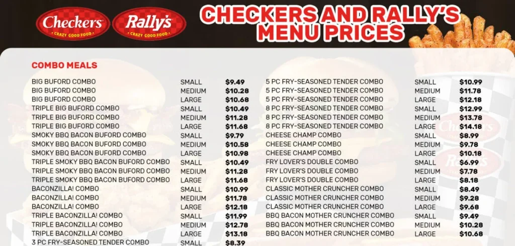 Checkers And Rallys Menu USA