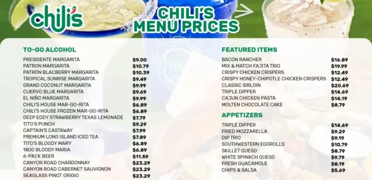 Chili’s Menu prices in USA