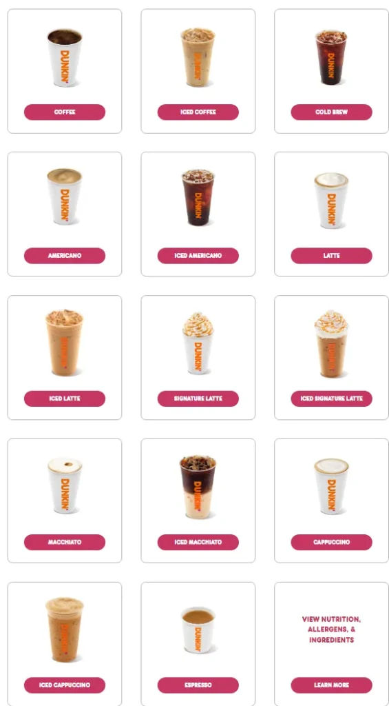 Dunkin Donut Iced Drinks