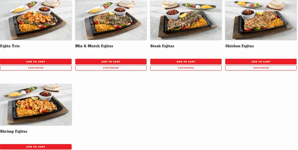 Fajitas of chili's menu usa