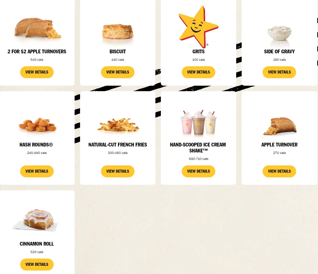 Hardees Sweets & Sides  Menu