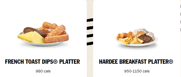 Hardees platters USa