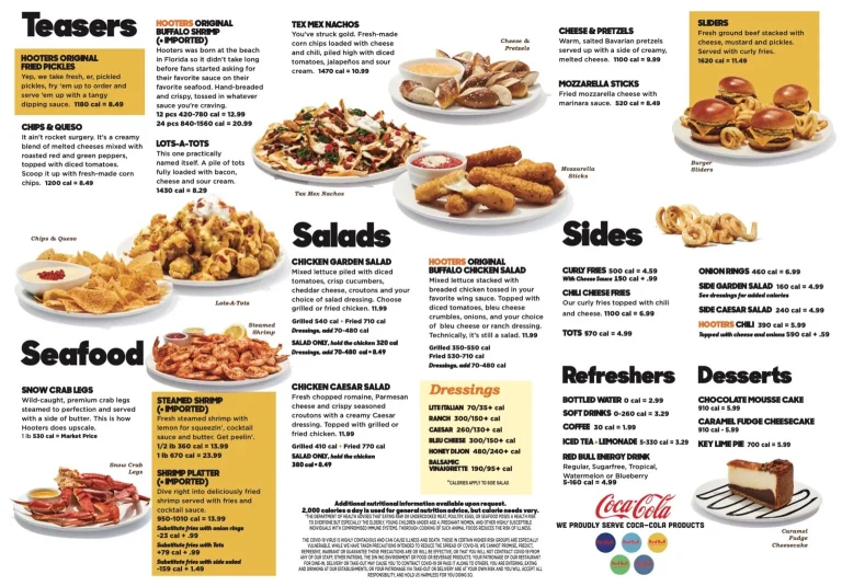 Hooters Menu & Prices In USA