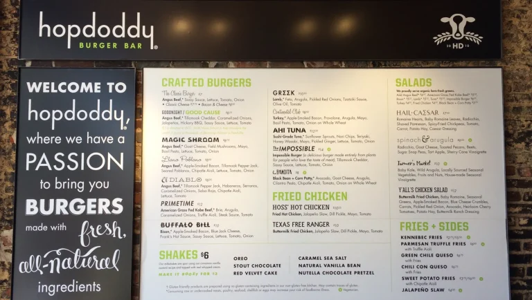 Hopdoddy Burger Bar Menu USA