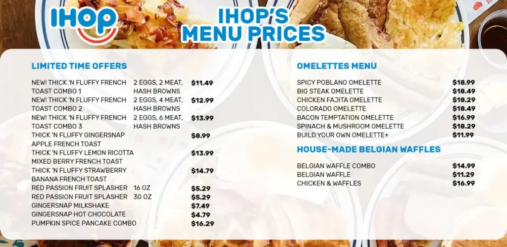 IHOP Menu Prices In USA