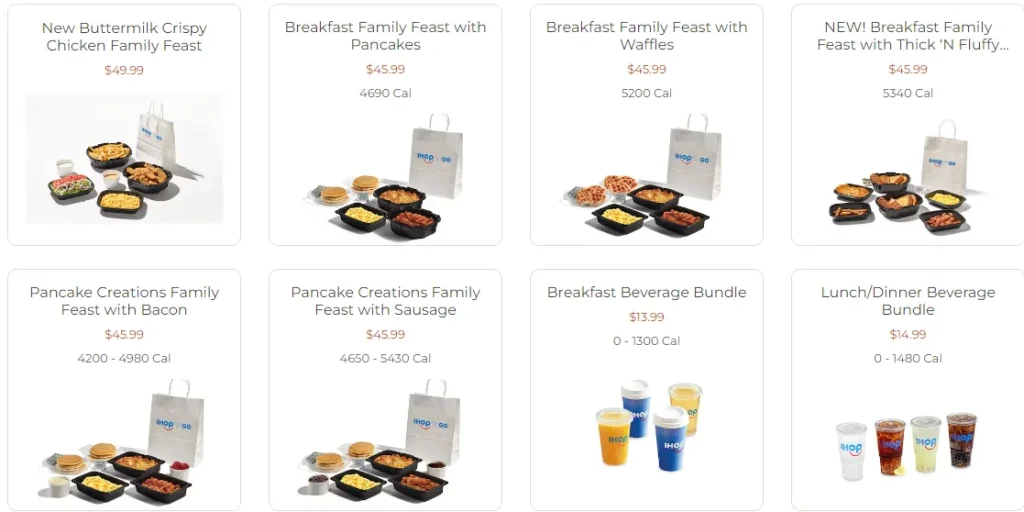 Ihop Family Feasts menu USA