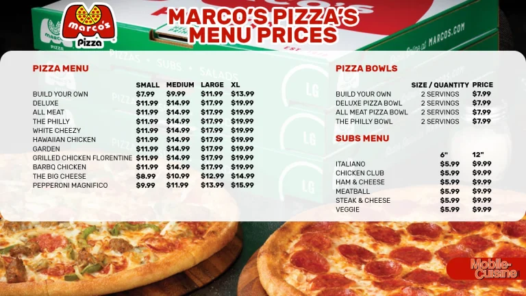 Marcos Pizza Menu USA & Updated Prices 2024