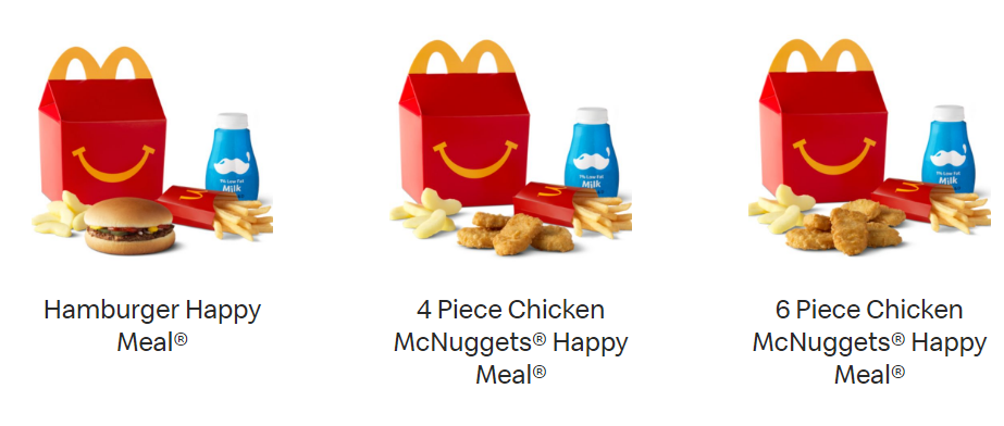 Mcdonalds Happy Meal Menu