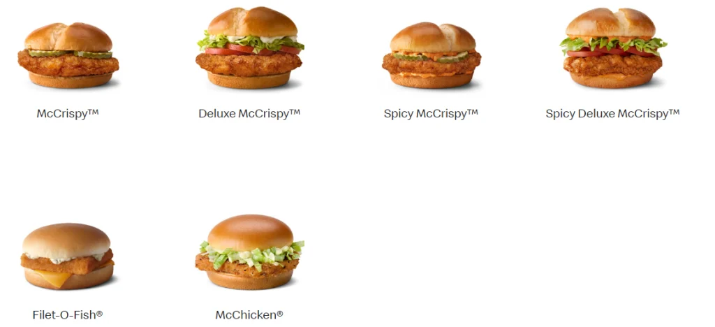 Mcdonalds Lunch Individual Items USA