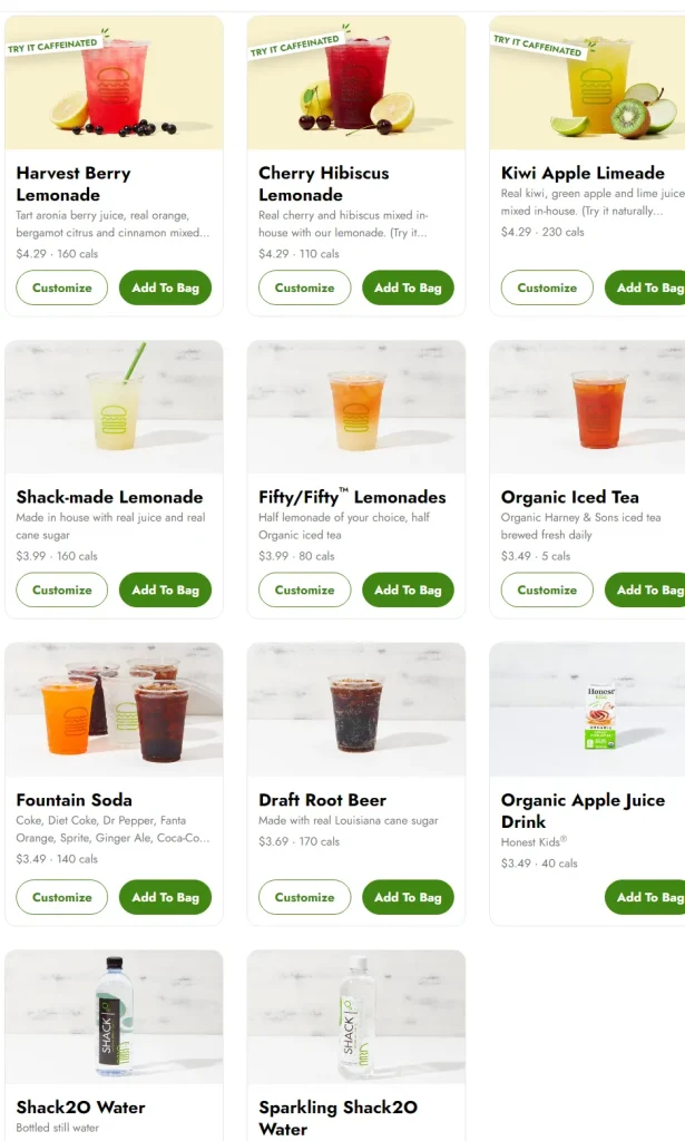 Shake Shack Drinks Menu