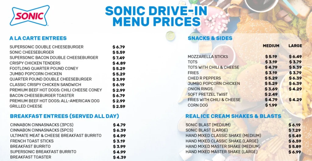 Sonic Menu & Prices In USA