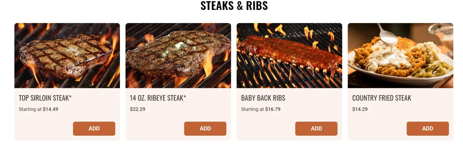 Steaks Cheddars menu