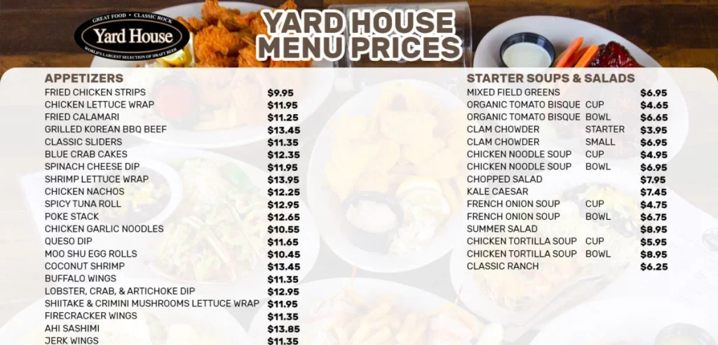 Yard House Menu USA