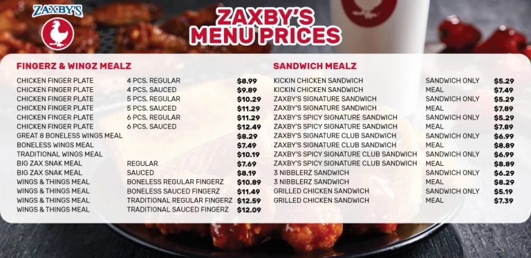 Zaxby’s Menu & Prices In USA