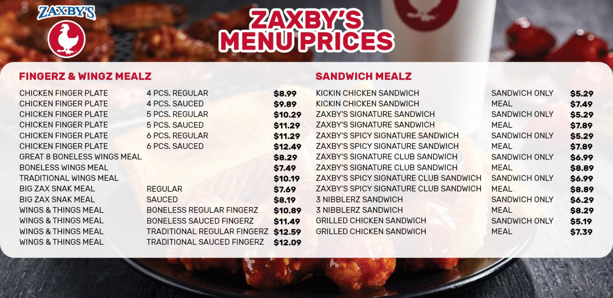 Zaxbys Menu USA & Updated Prices 2025