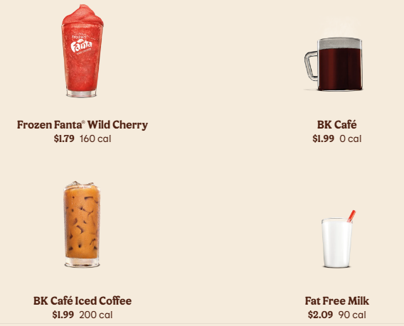 burger king Breakfast Beverages