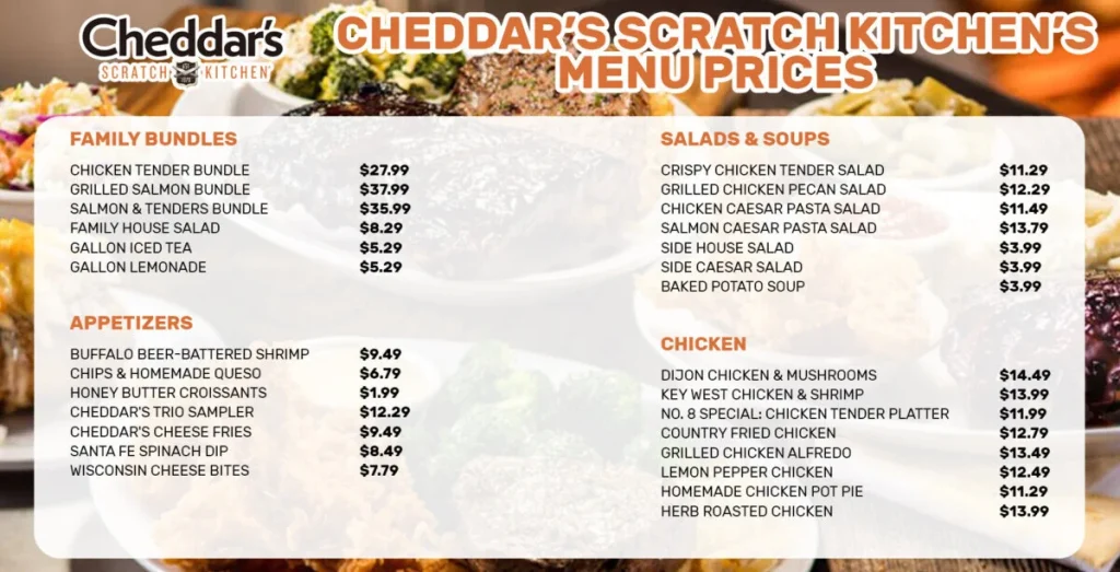 cheddar's menu with prices