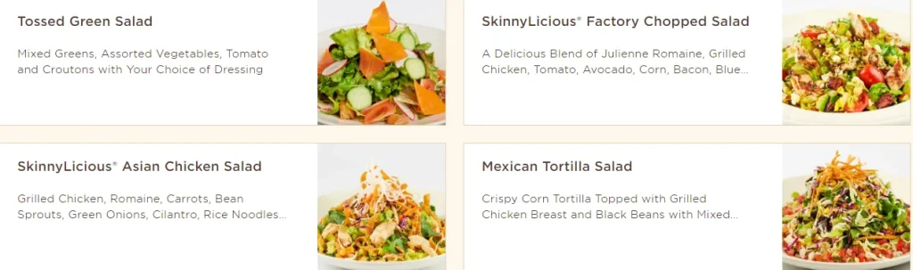 cheesecake factory SkinnyLicious® Salads