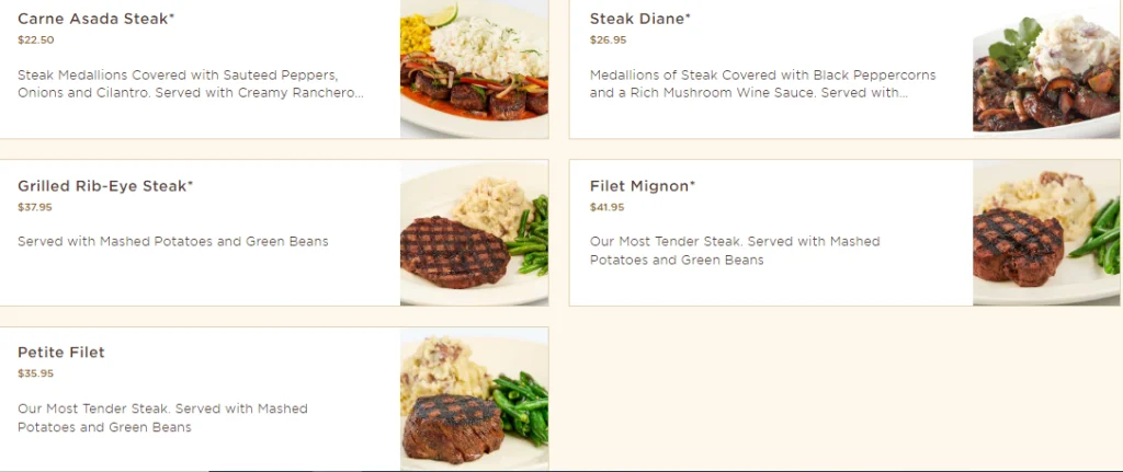 cheesecake factory steaks