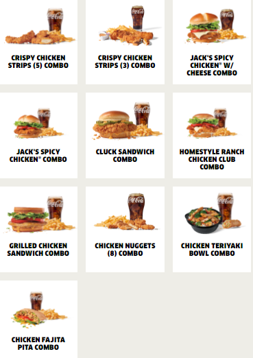 chicken combo jack in the box menu USA