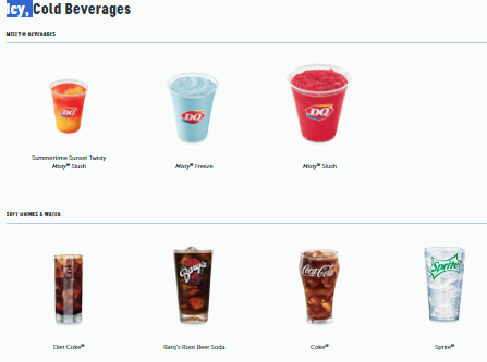 drinks of dairy queen menu USA