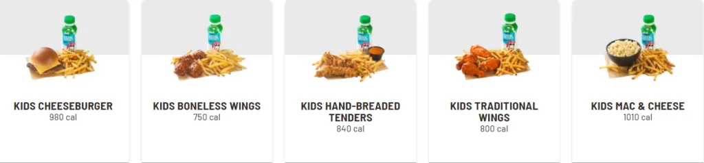 Buffalo Wild Wings Kids meals