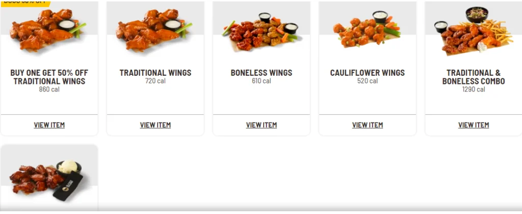 Buffalo Wild Wings & tenders menu USA