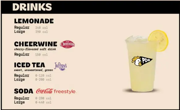 PDQ Beverages Menu