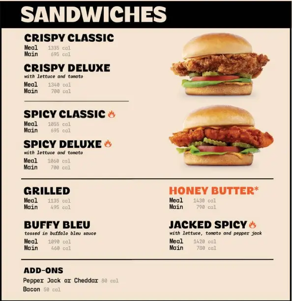 PDQ Sandwiches Menu USA