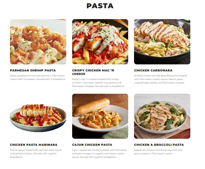 Pasta ruby tuesday