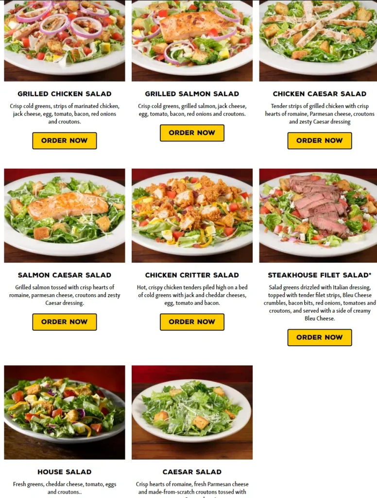 Texas roadhouse salads menu