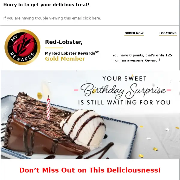 red lobster free birthday reward