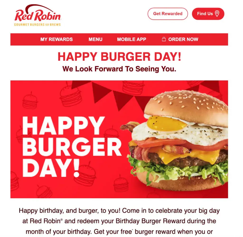 red robin birthday reward